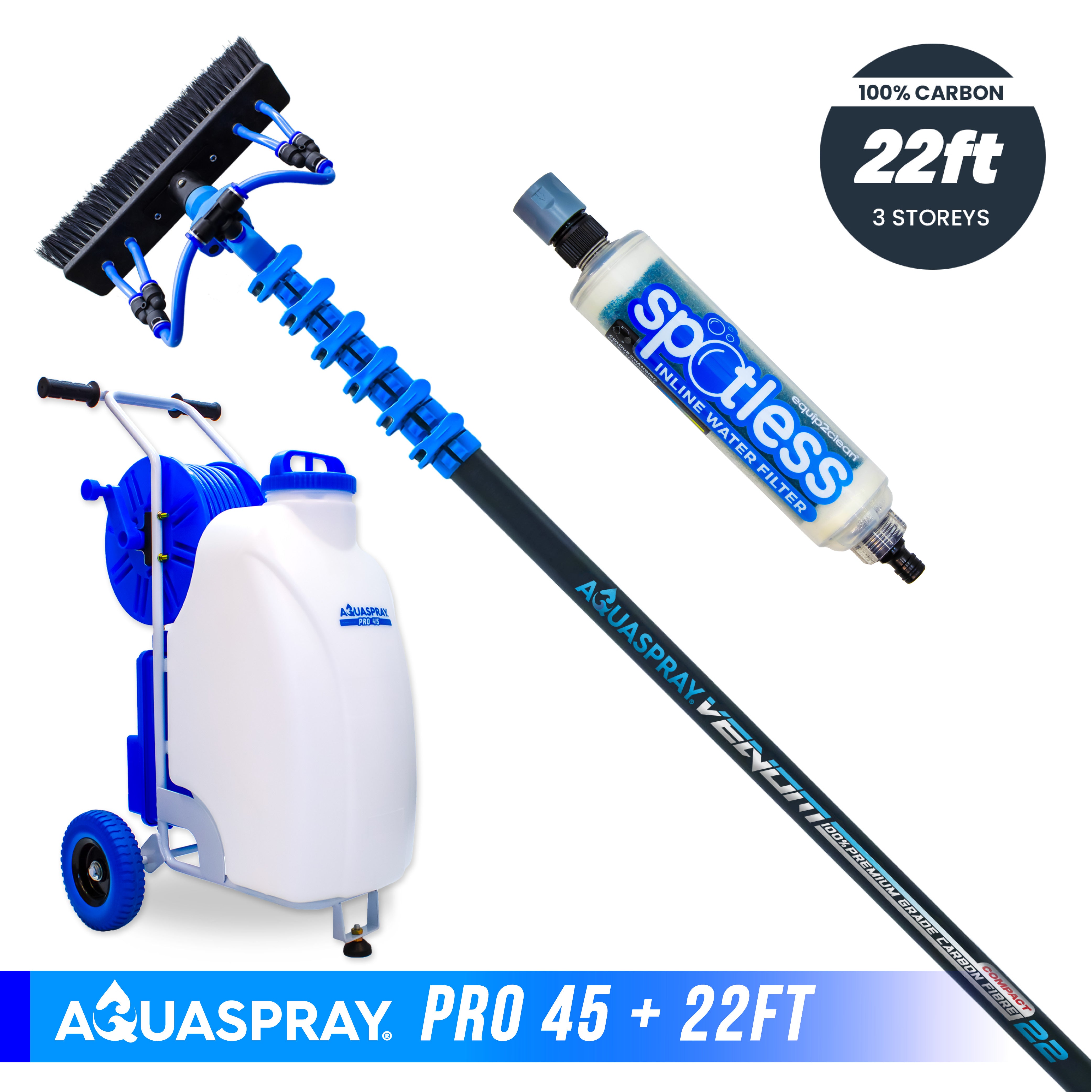 Aquaspray® Venom 100% Carbon Fibre Water-Fed Pole & Spray Tank Pack | 18ft–22ft