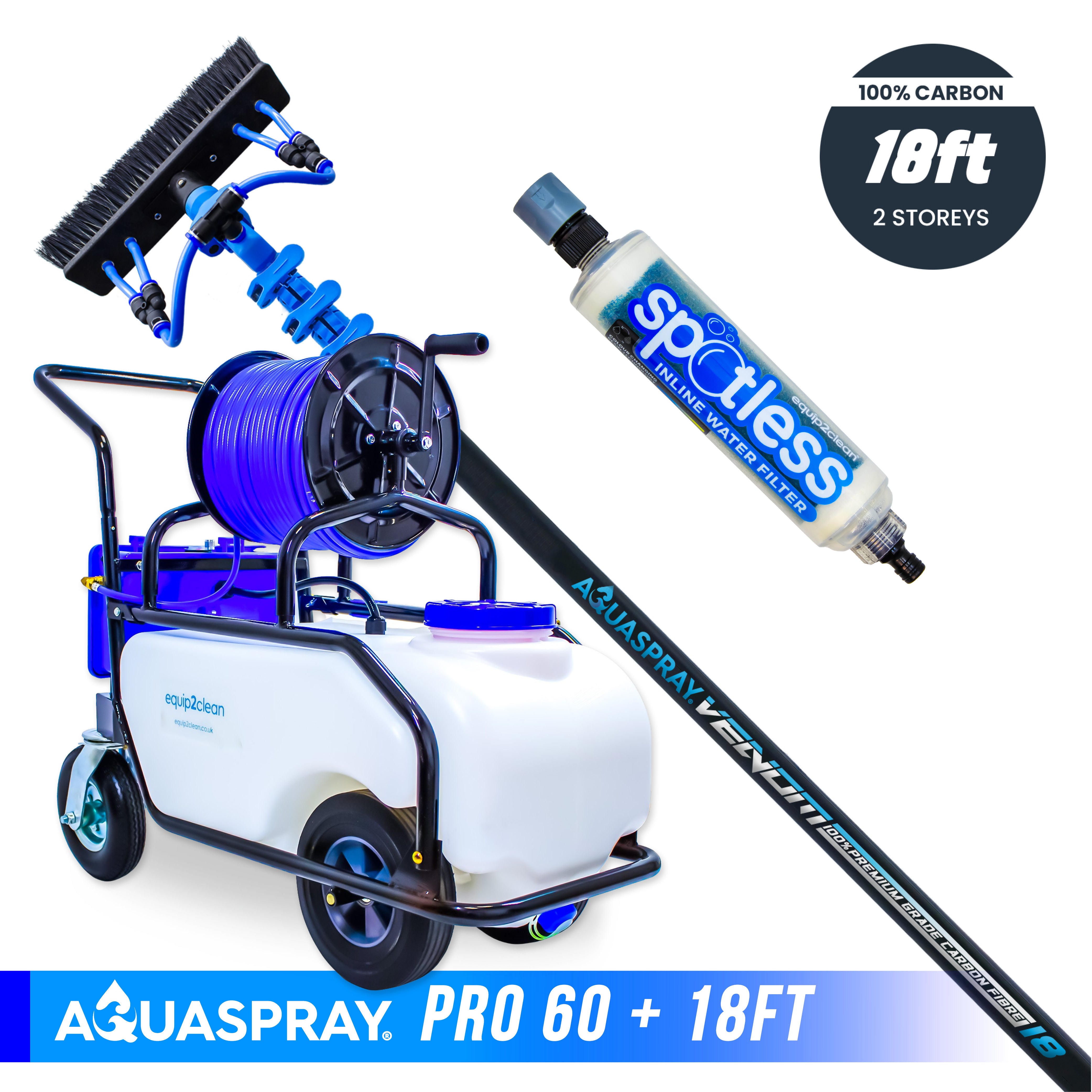 Aquaspray® Venom 100% Carbon Fibre Water-Fed Pole & Spray Tank Pack | 18ft–22ft
