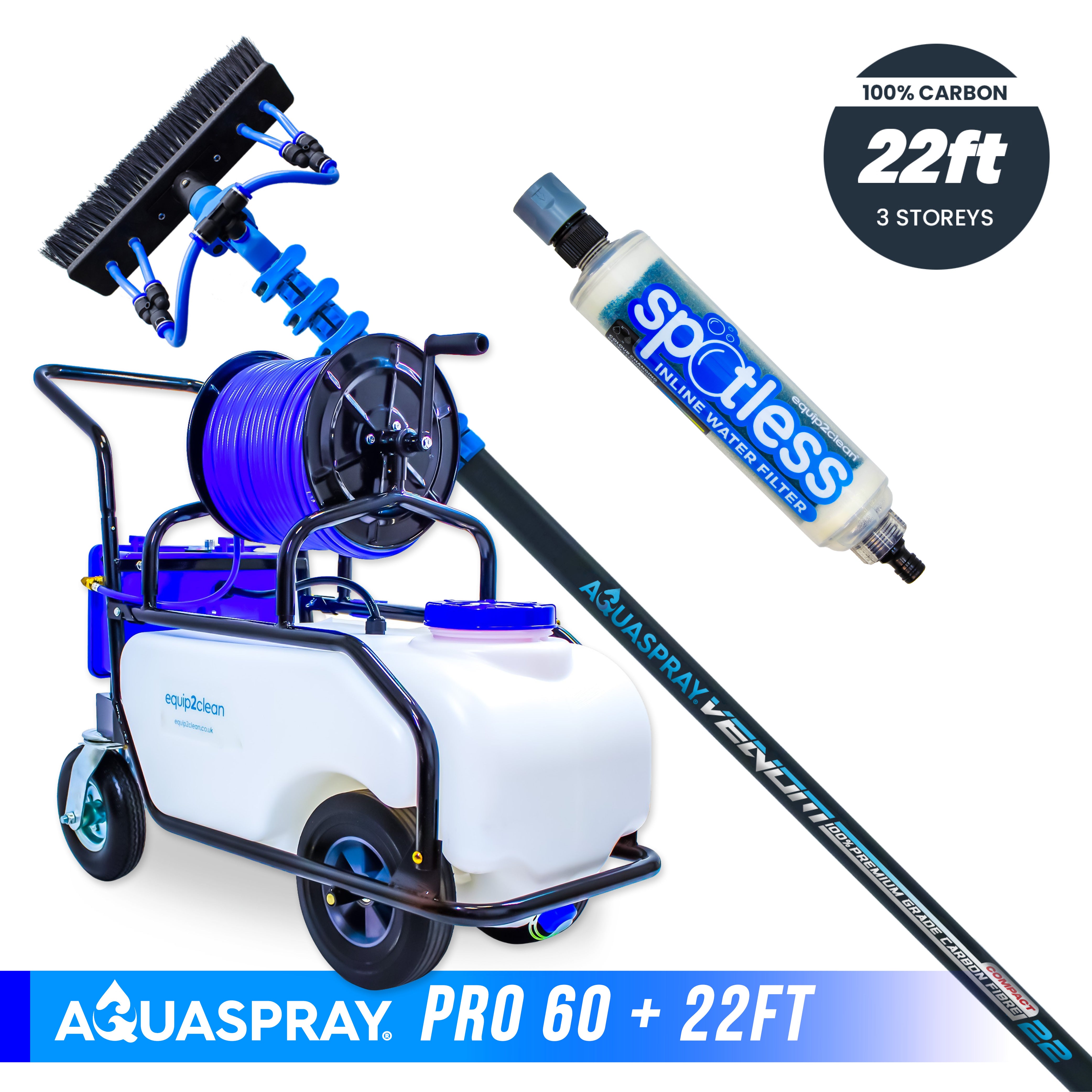 Aquaspray® Venom 100% Carbon Fibre Water-Fed Pole & Spray Tank Pack | 18ft–22ft