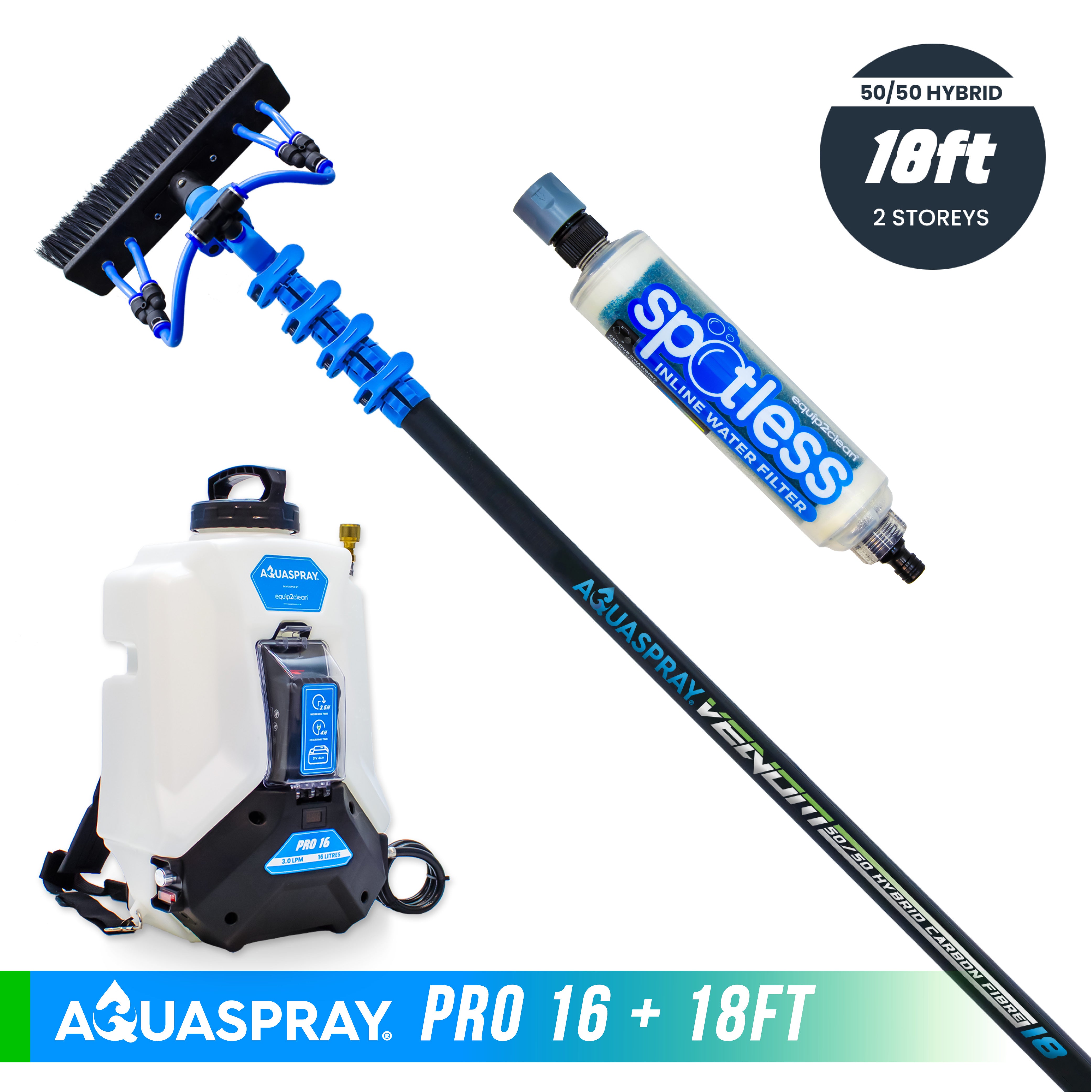 Aquaspray® Venom 50/50 Hybrid Water-Fed Pole & Spray Tank Pack | 18ft–30ft