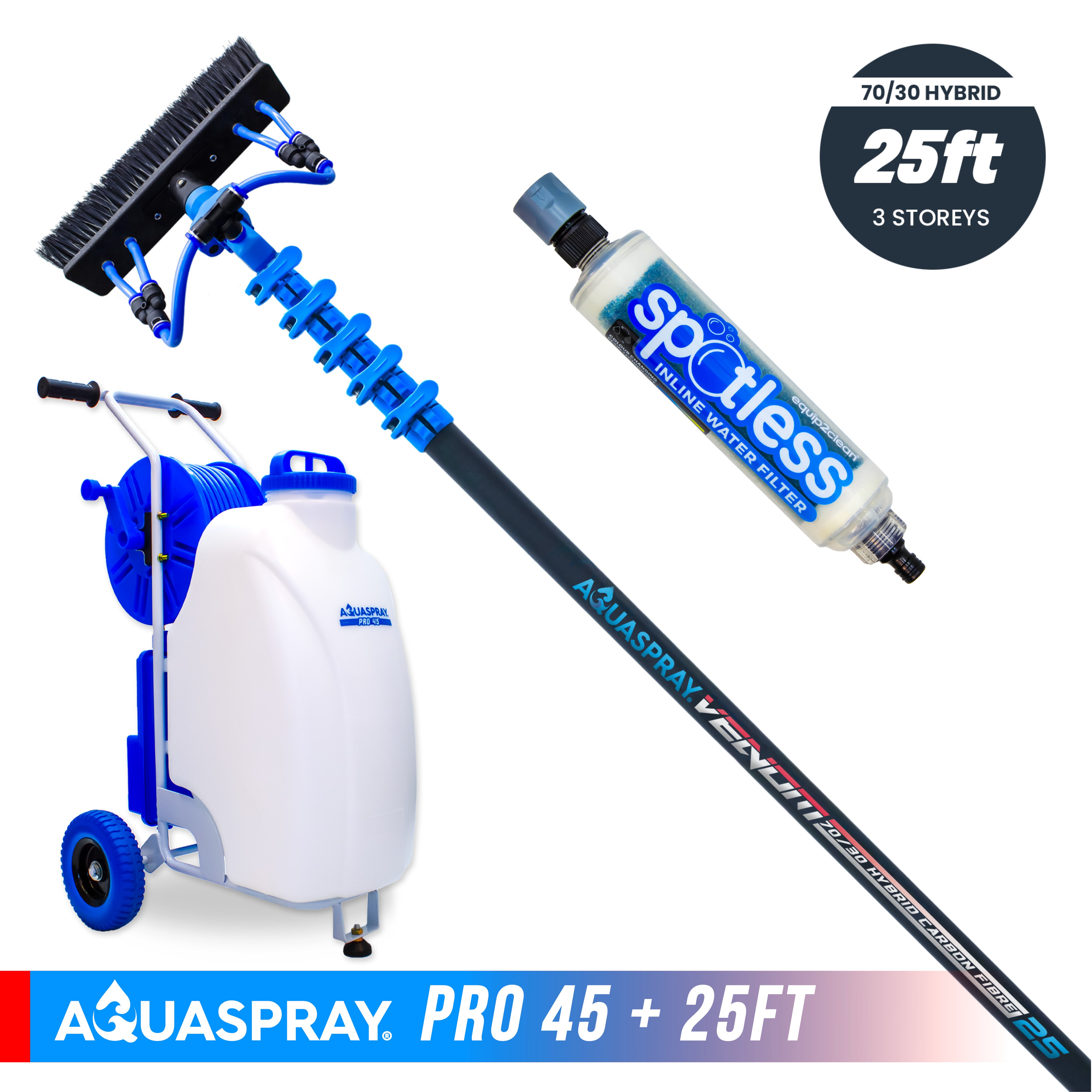 Aquaspray® Venom 70/30 Hybrid Water-Fed Pole & Spray Tank Pack | 25ft–30ft