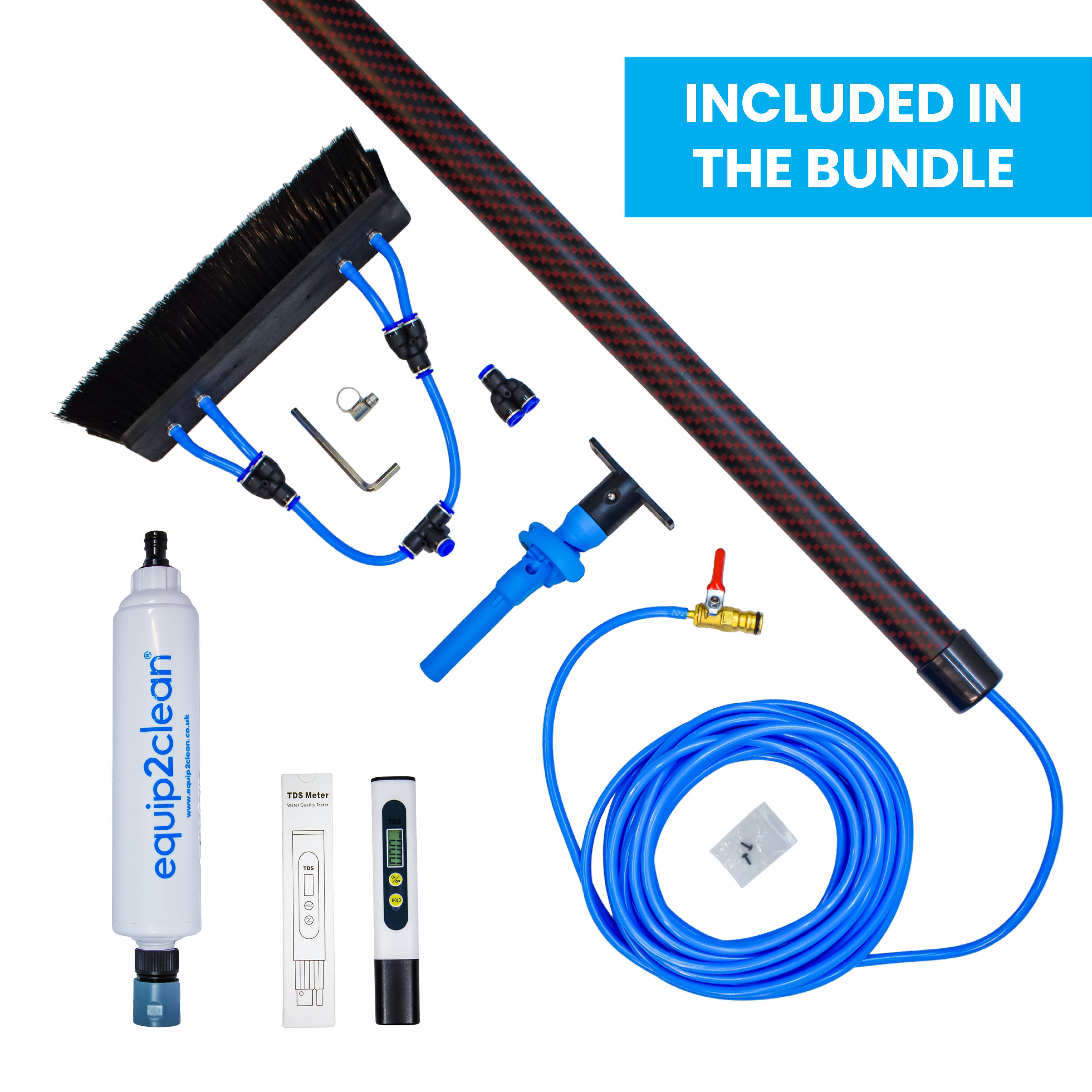 Aquaspray® Venom Bundle Kit - 22ft Water-fed Telescopic Window Cleaning Pole + Inline Di-Filter + TDS Meter