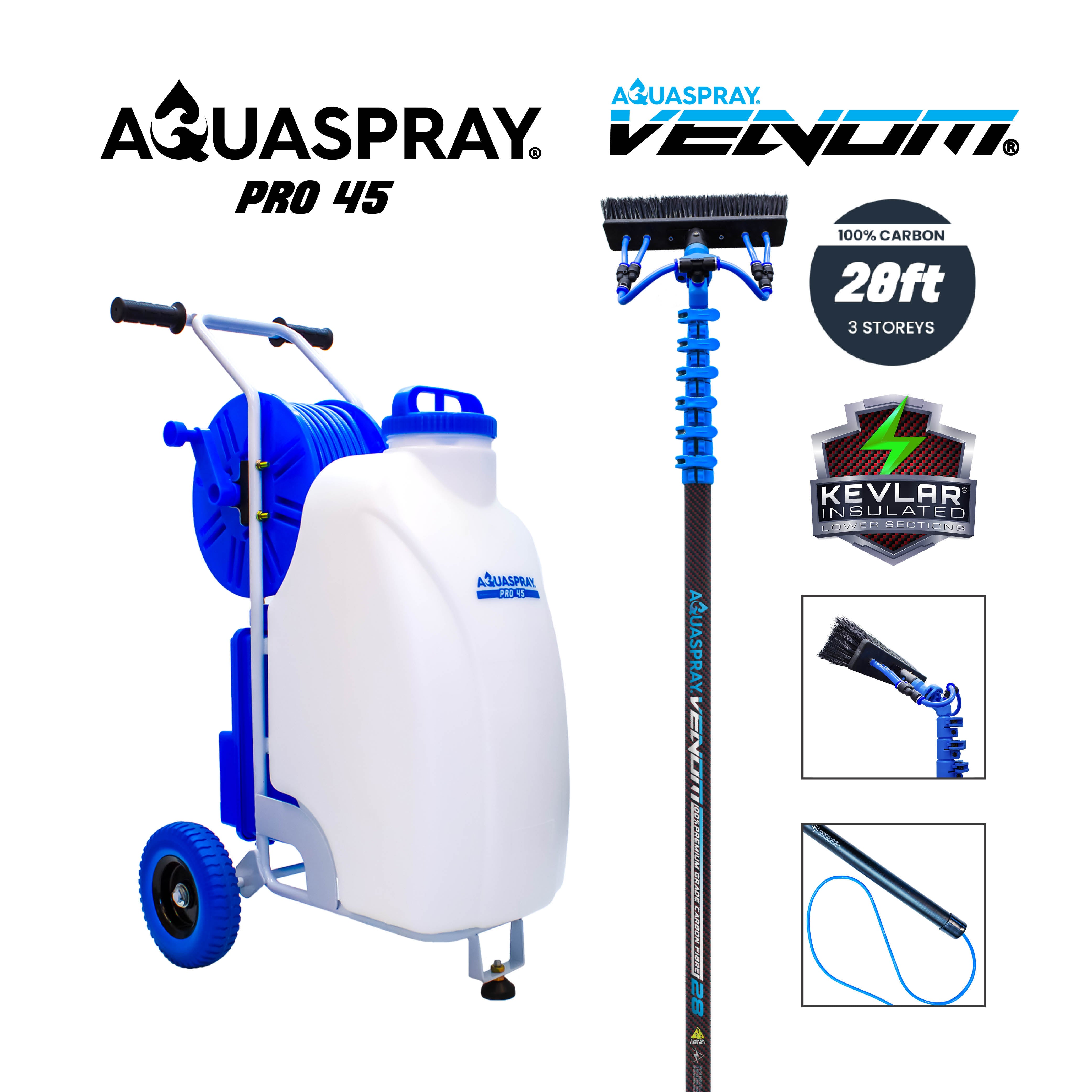 Aquaspray Pro 45L Battery-Operated Water Spray Tank with 28FT Carbon Pole
