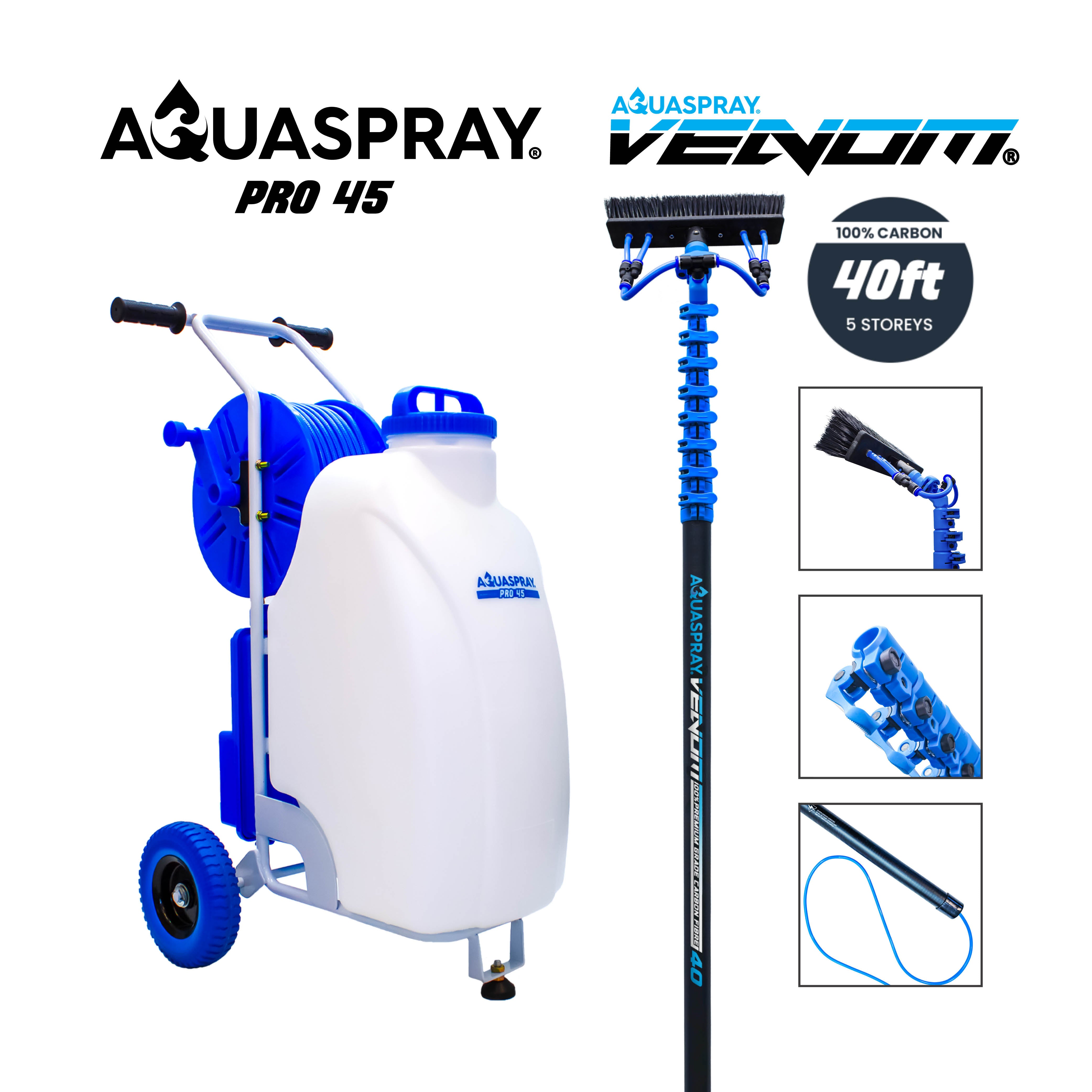 Aquaspray Pro 45L Battery-Operated Water Spray Tank with 40FT Carbon Pole