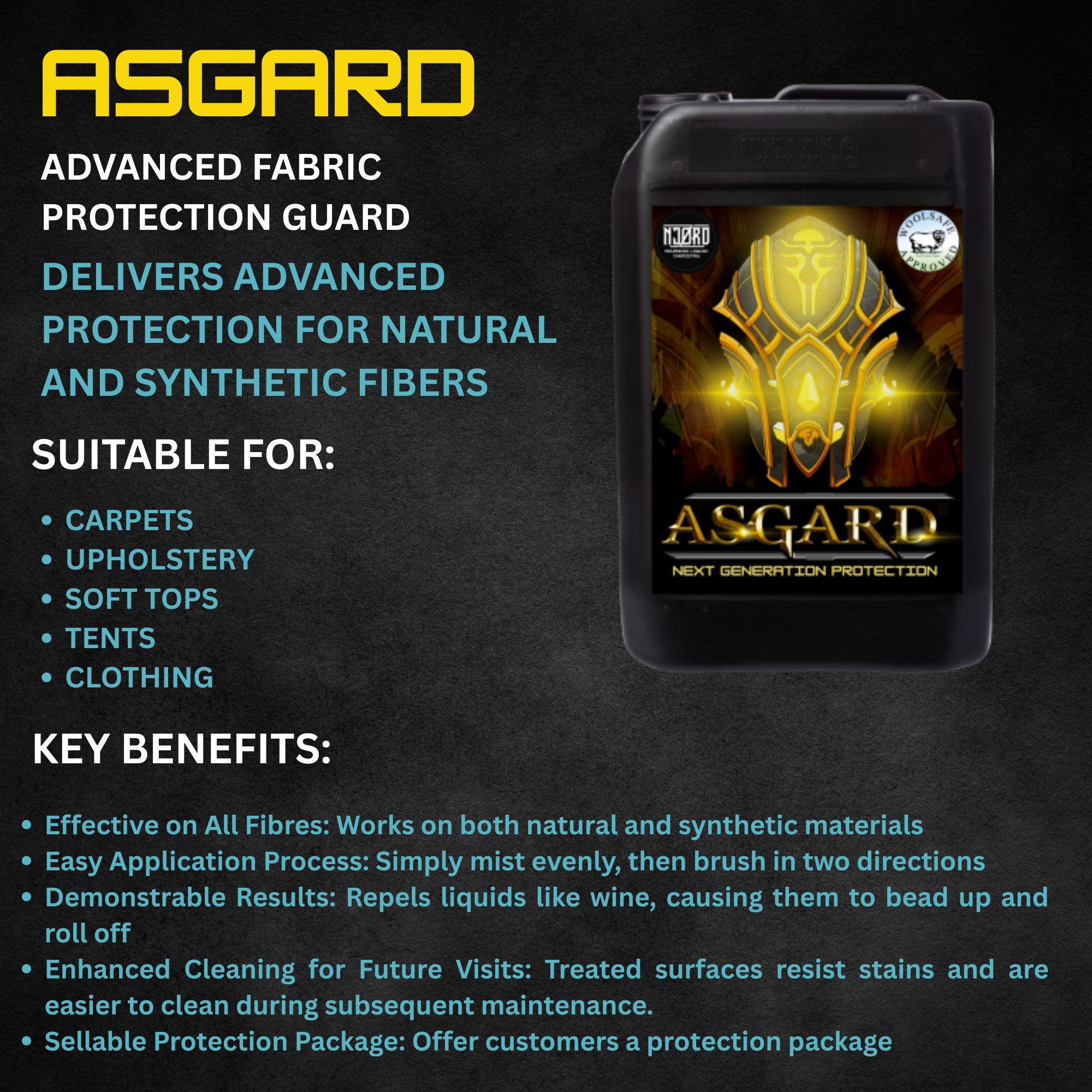 ASGARD Hydrophobic Stain & Soil Repellent - detail view