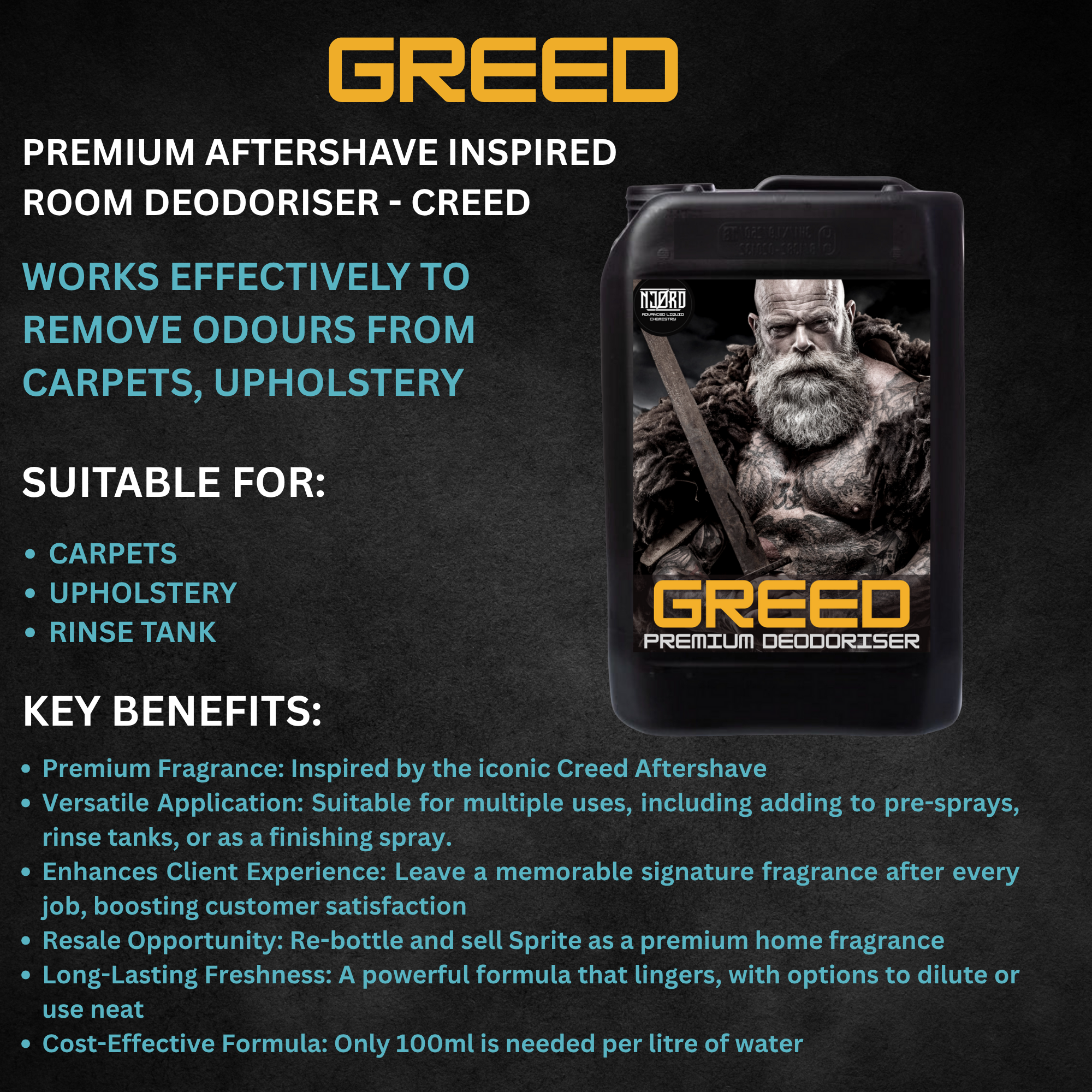 GREED – Premium Carpet, Upholstery, and Room Deodoriser - detail view