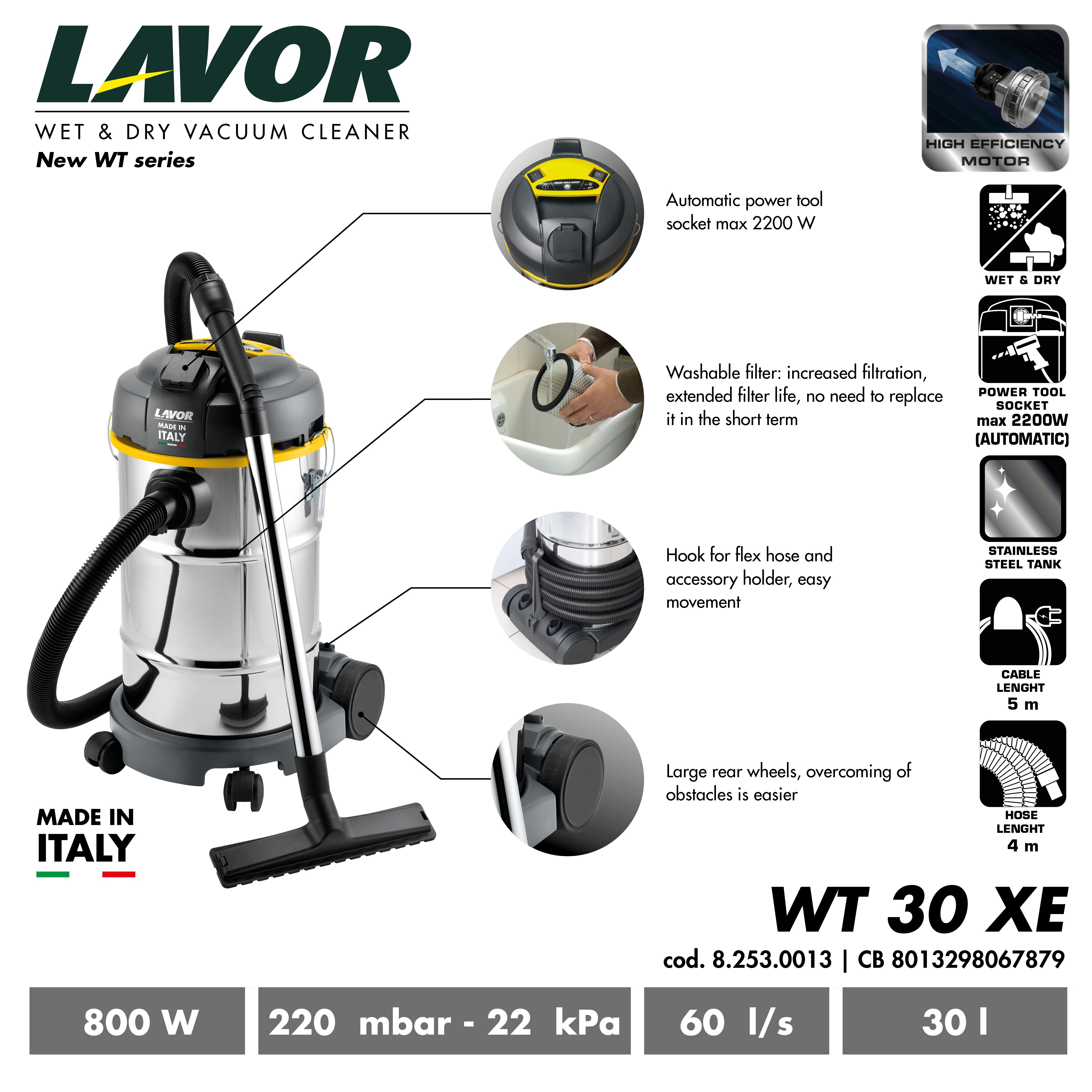 Lavor WT 30 XE Wet & Dry Vacuum