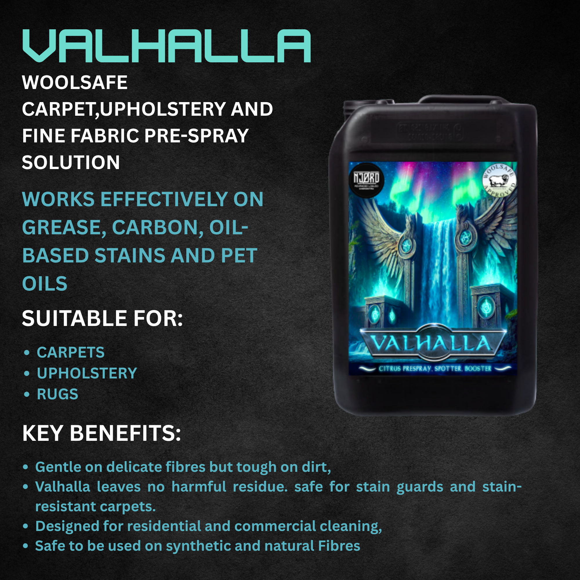 VALHALLA WoolSafe Solvent Carpet & Upholstery Pre-Spray - detail view