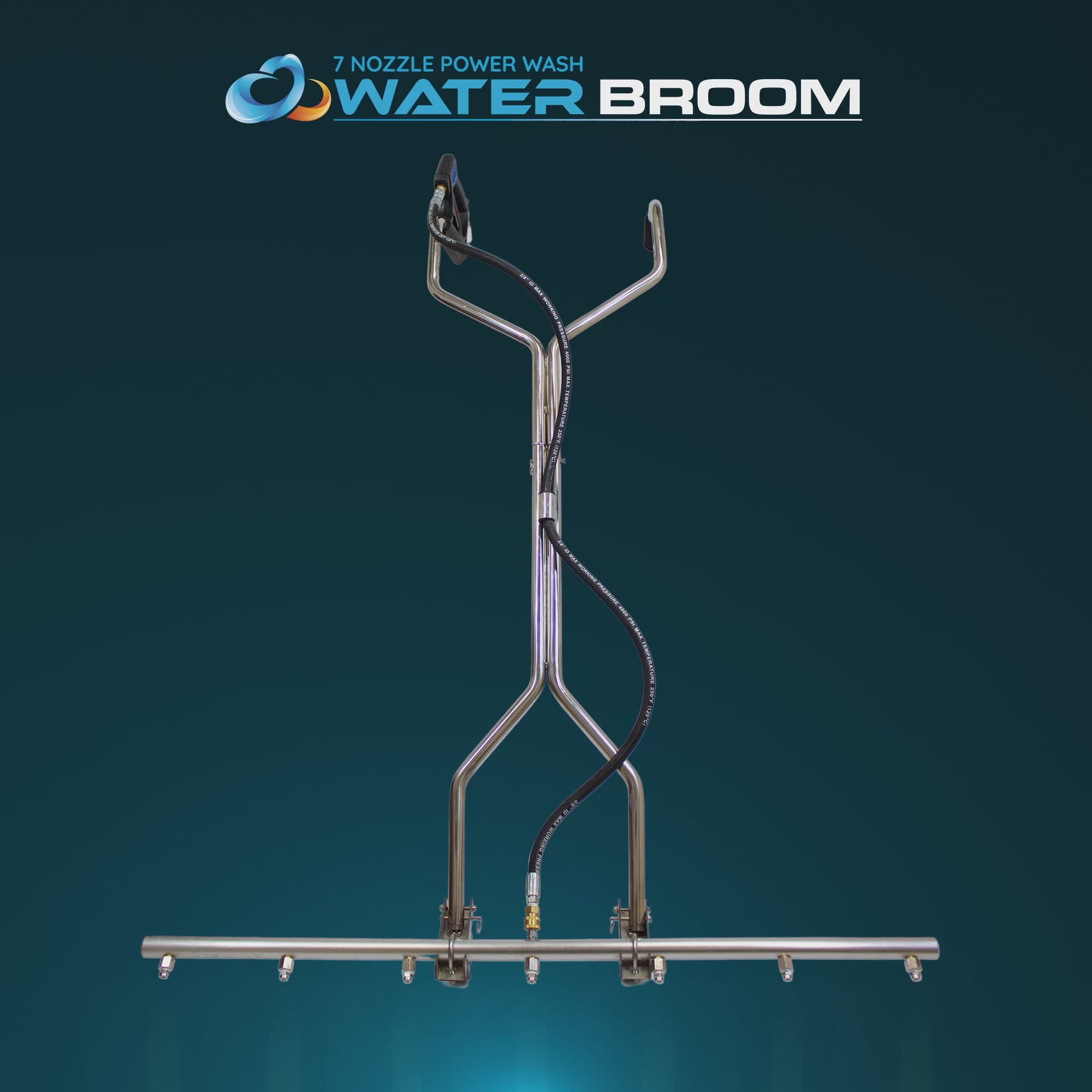 Kiam 7 Nozzle Power Wash Water Broom Floor Cleaning Tool Steel