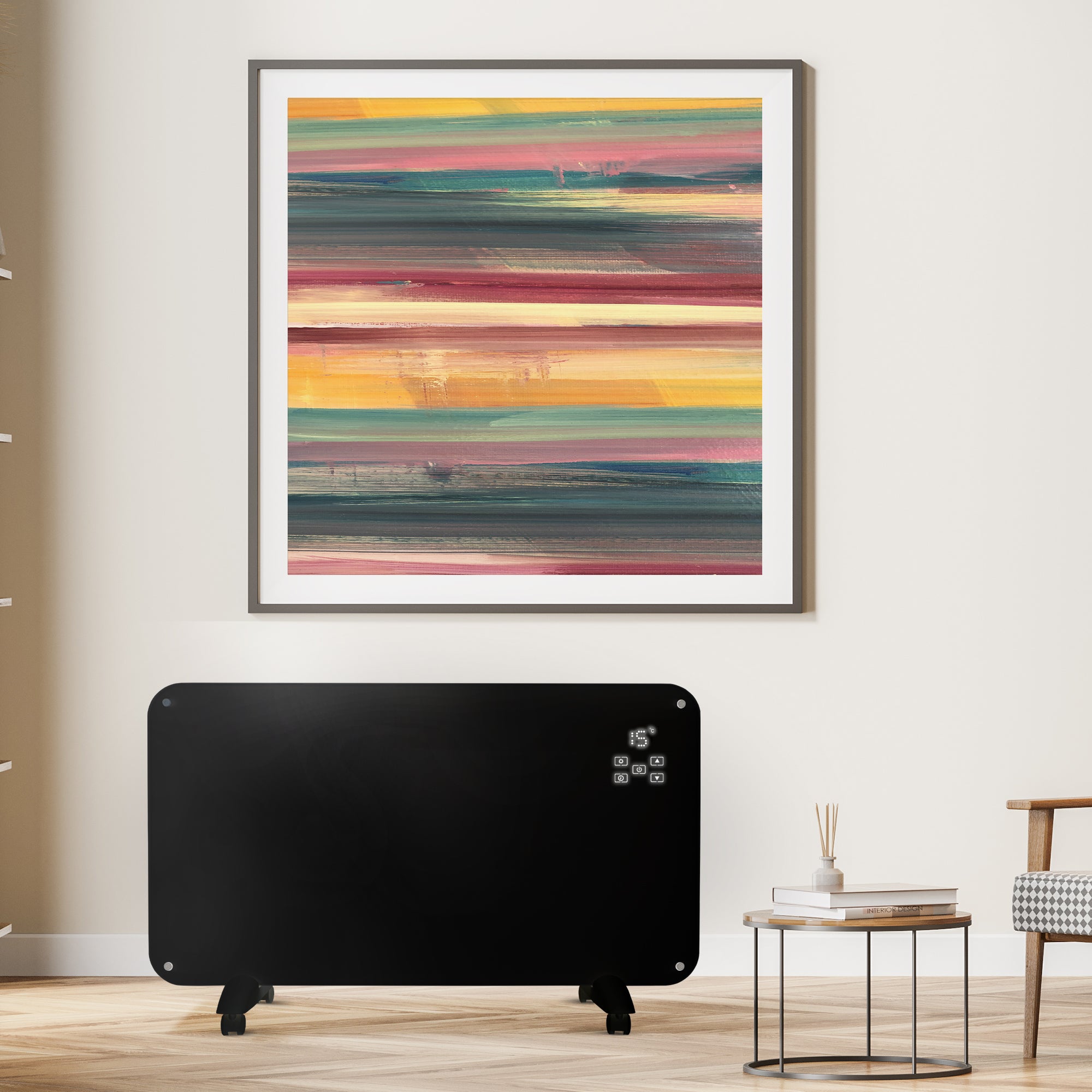 Designer Electric Glass Panel Heater 1000W With Smart WIFI Alexa, Remote Control and Timer - NR10 - detail view