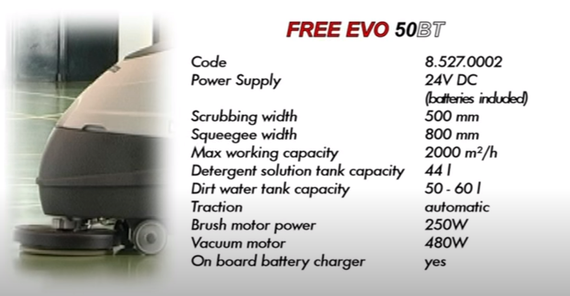 Lavor SCL Compact FREE Evo 50BT Walk-Behind Scrubber-Dryer