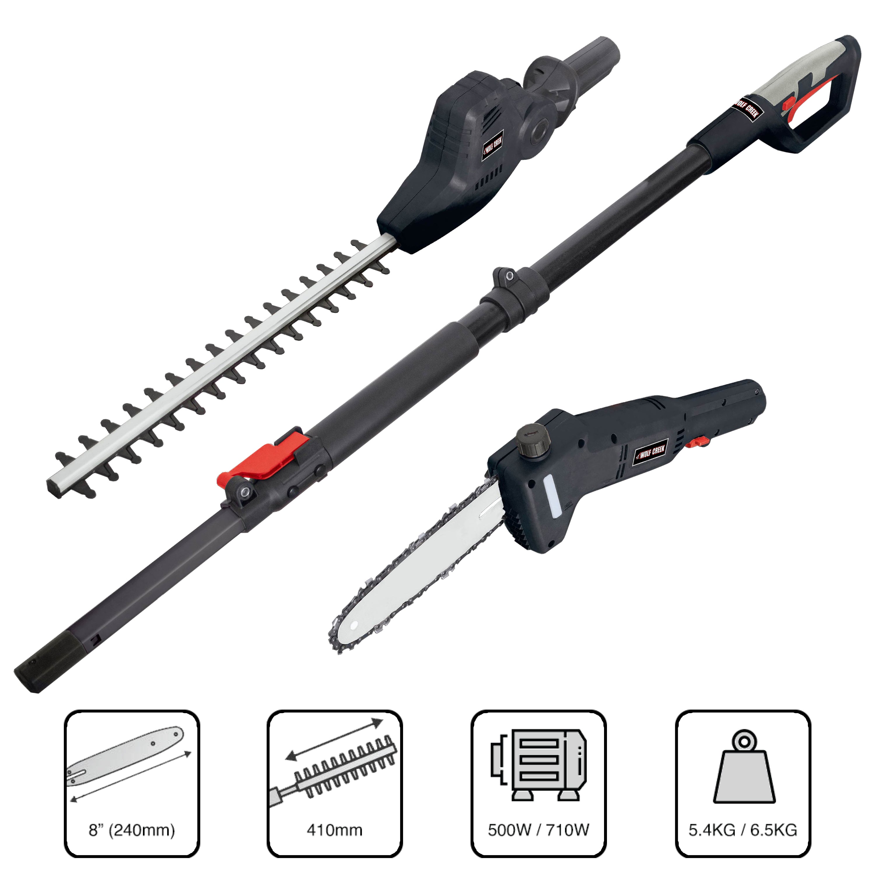 Wolf Creek 2 IN 1 Electric Long Reach Pole Saw & Hedge Trimmer
